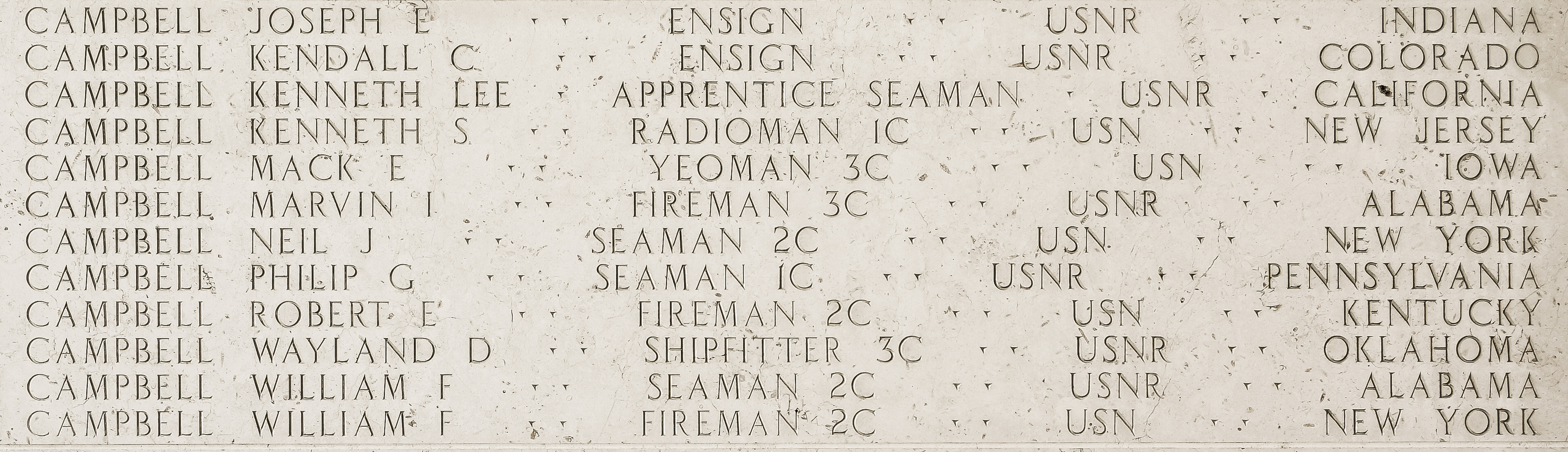 Kenneth Lee Campbell, Apprentice Seaman